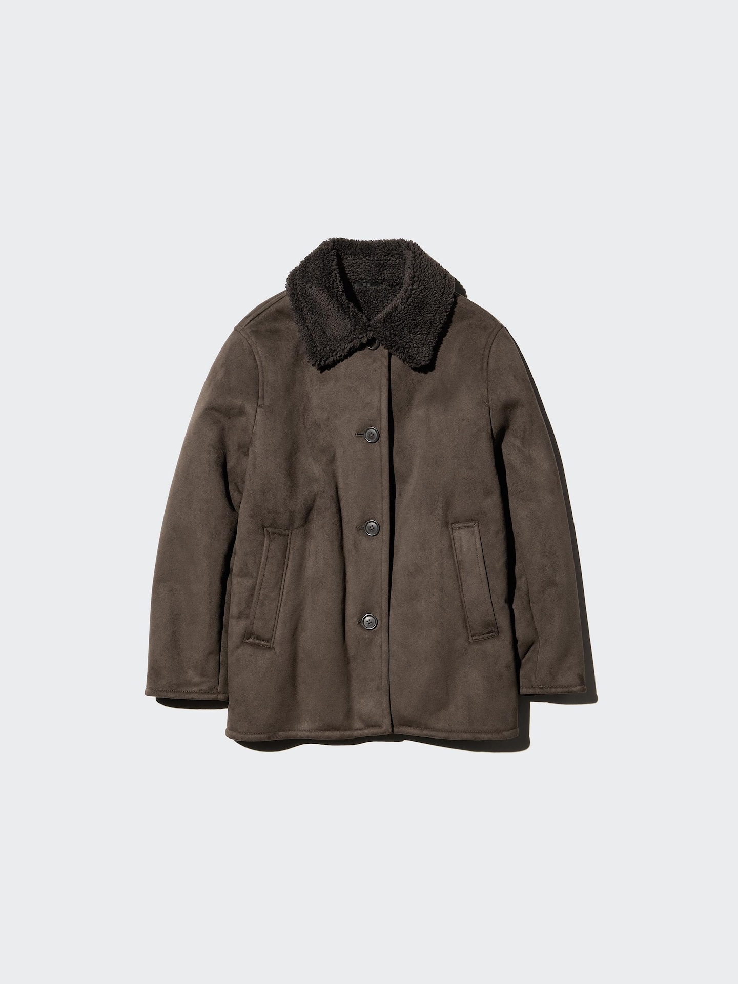 Женское пальто Uniqlo Faux Shearling Short, цвет: Бежевый — фото 5