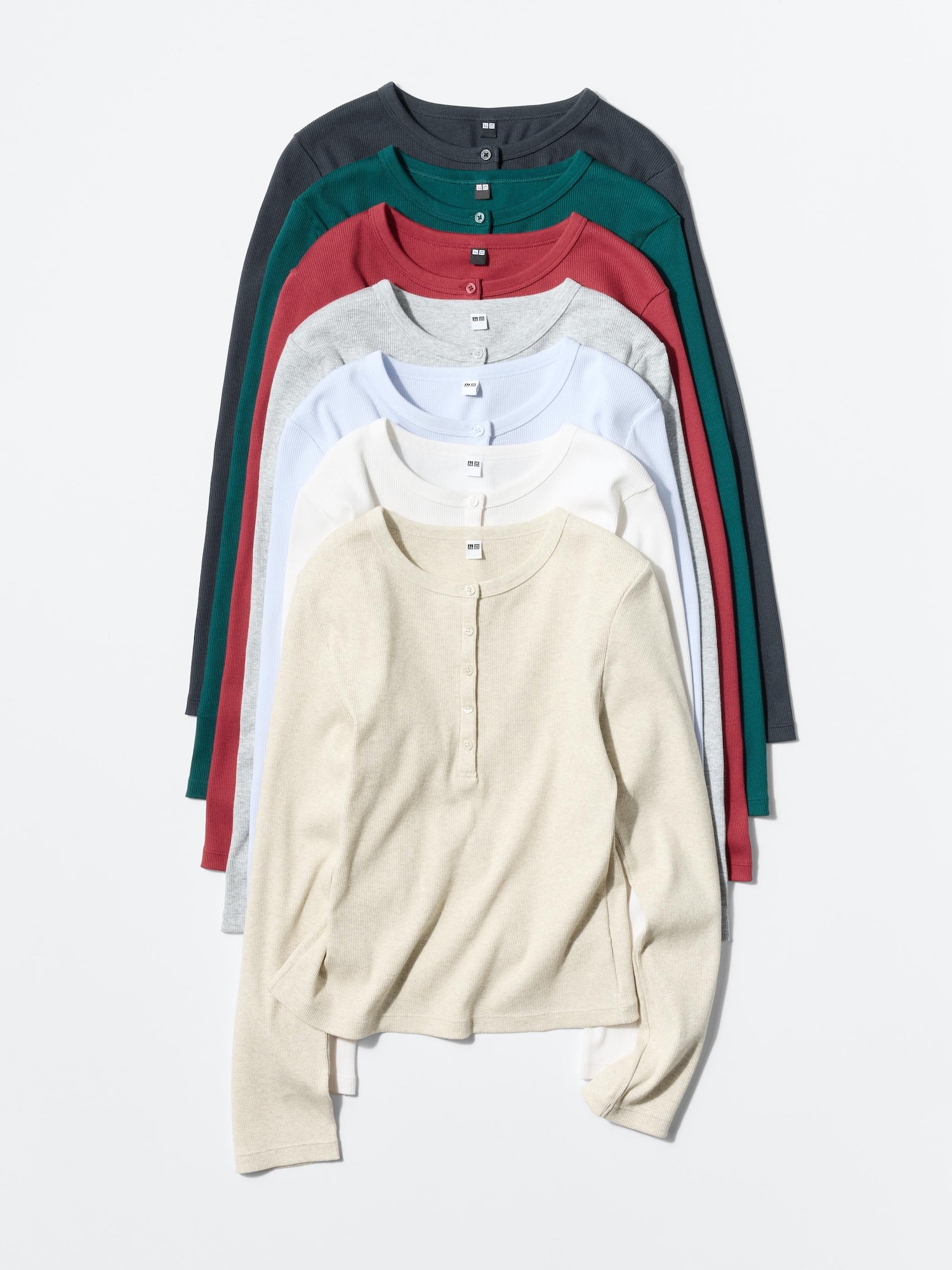 Ribbed Henley Neck T-Shirt