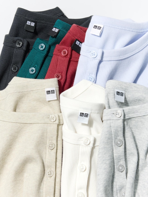 Ribbed Henley Neck T-Shirt