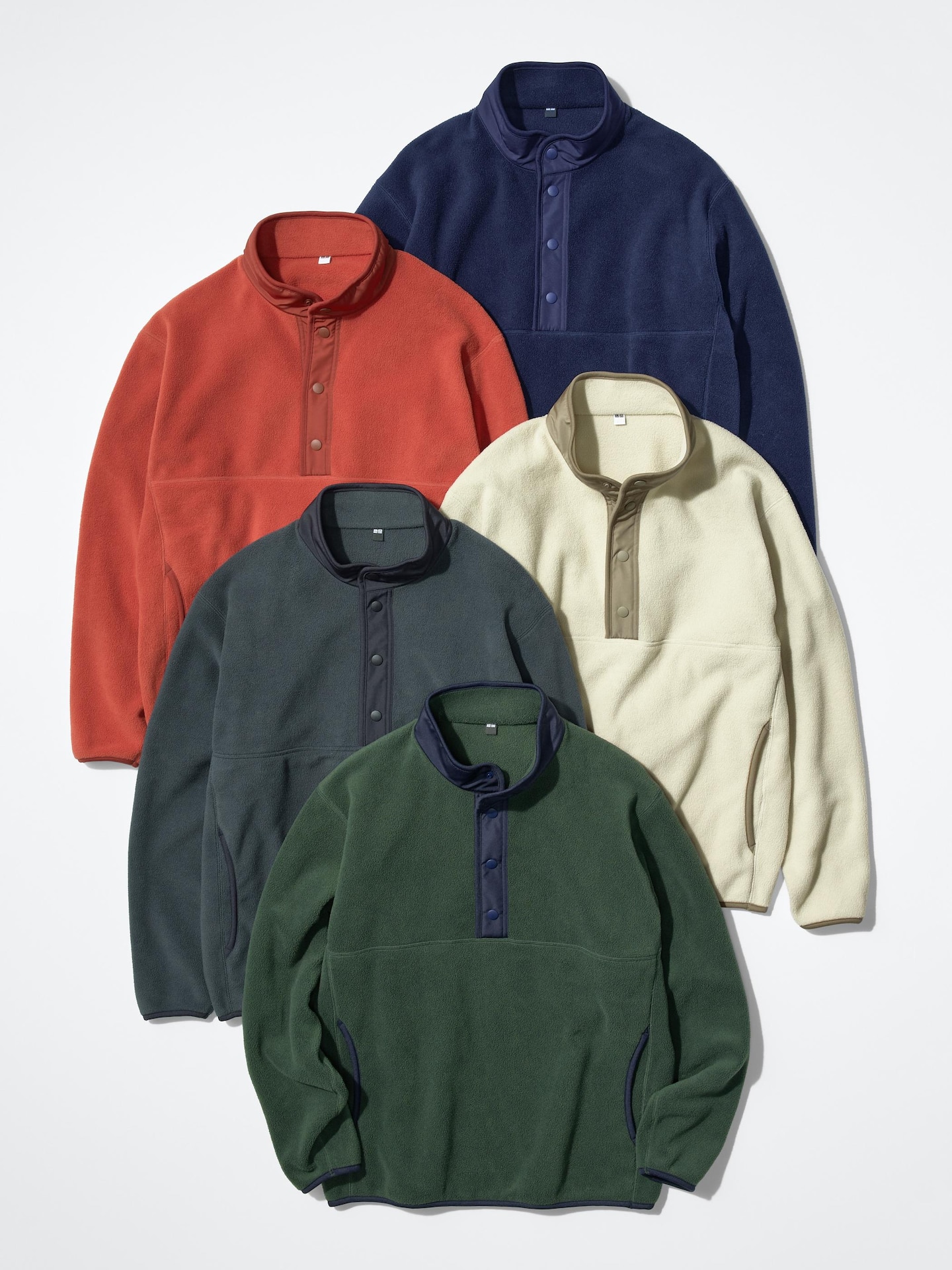 Свитер Uniqlo Fleece Button-Up Pullover, цвет: Тёмный зелёный — фото 3