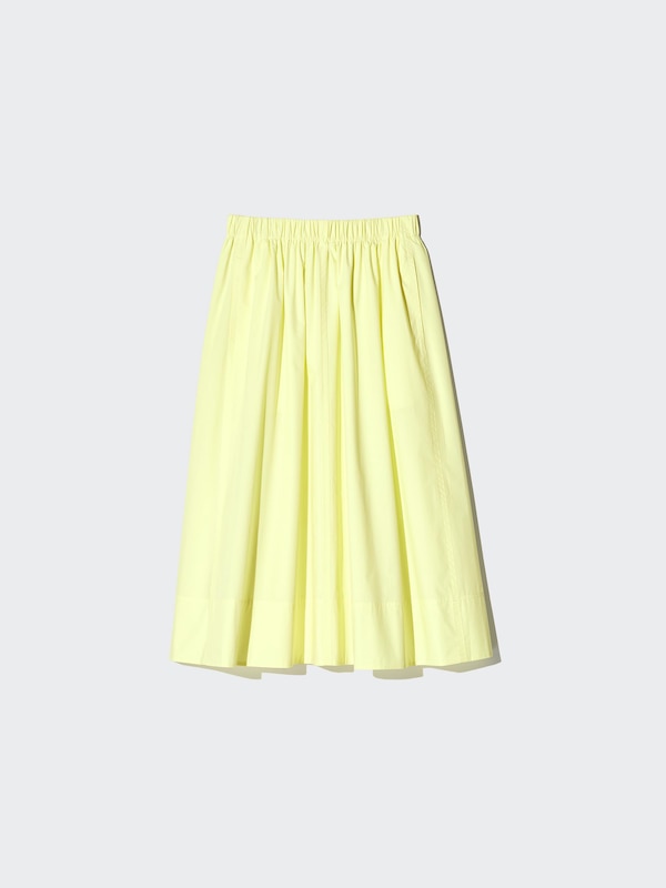 Cotton Poplin Gathered Long Skirt