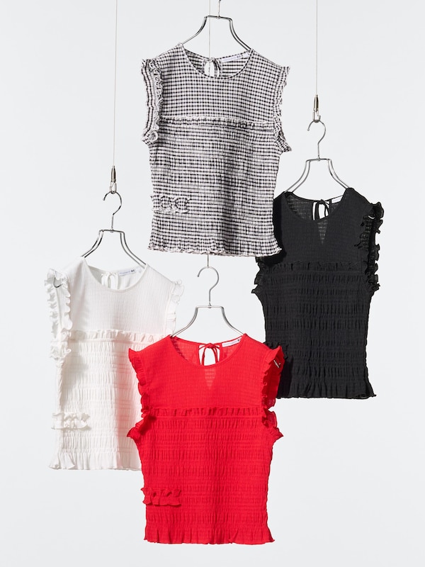 T-SHIRT FRONCÉ SANS MANCHES