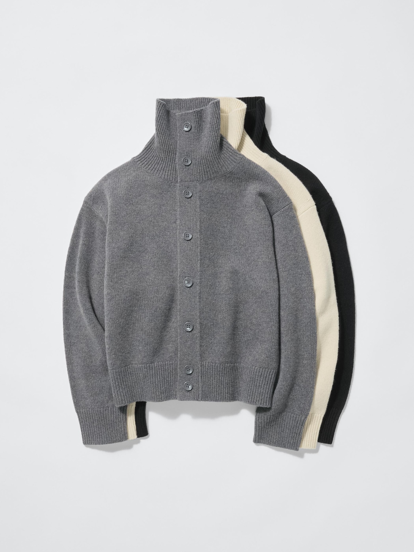 Женские кардиганы Uniqlo Lambswool Stand Collar Cardigan — фото 5