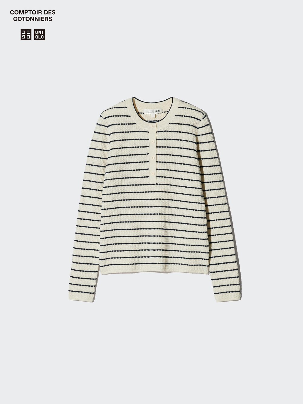Женские свитеры Uniqlo Merino Blend Henley Neck Sweater Stripe — фото 4