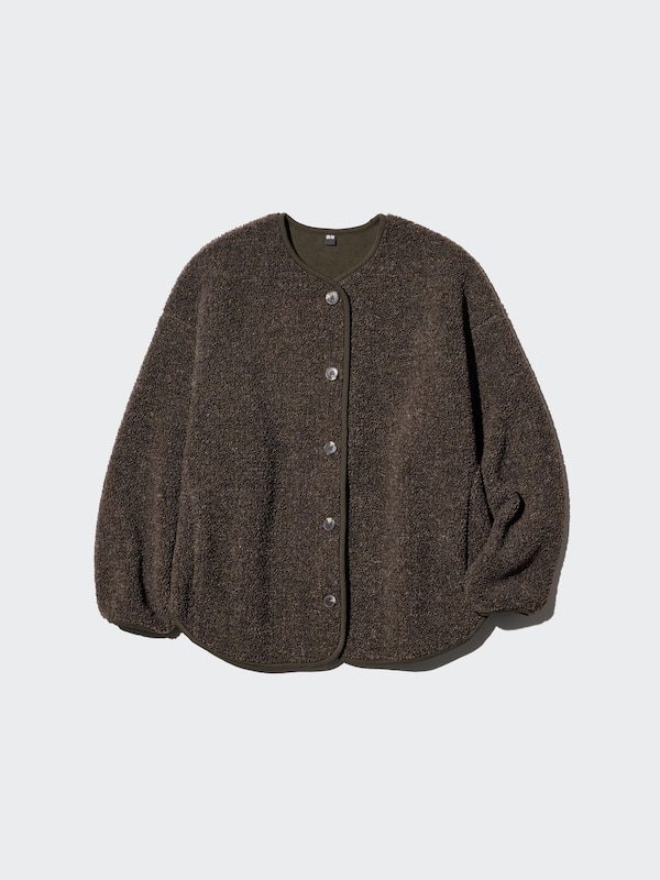 Pile Lined Fleece Relaxed Cardigan