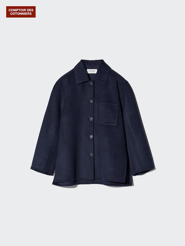 Double-Faced Wool Blend Shirt Jacket