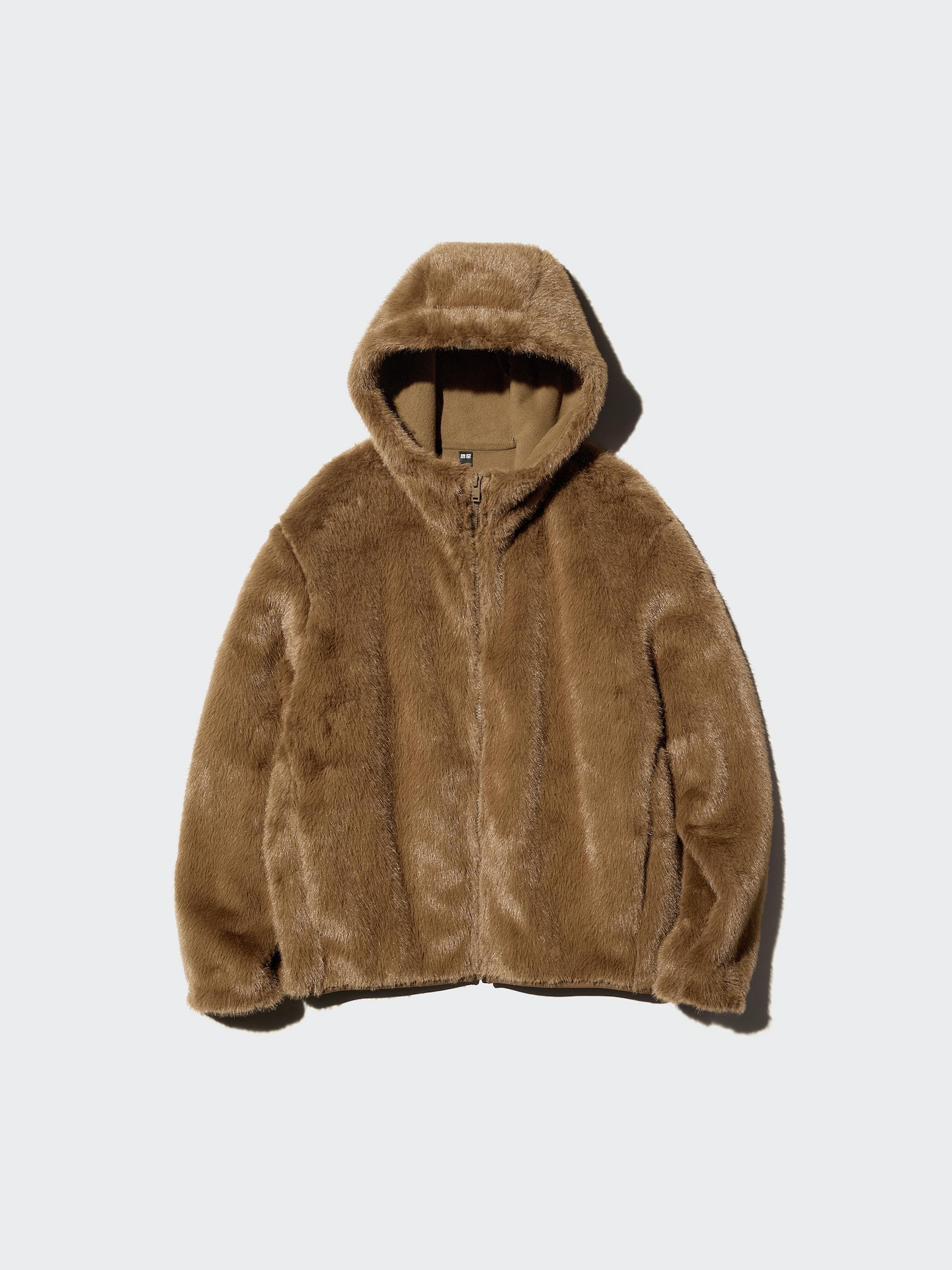 Женская куртка Uniqlo Faux Fur Hooded, цвет: Коричневый — фото 4