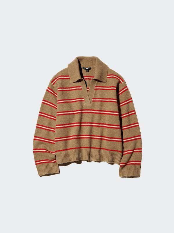 Soufflé Yarn Skipper Polo Jumper (Striped)