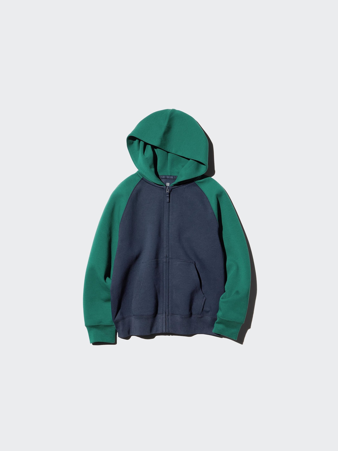 Детское худи Uniqlo DRY Sweat Full-Zip Color Block, цвет: Зелёный — фото 5