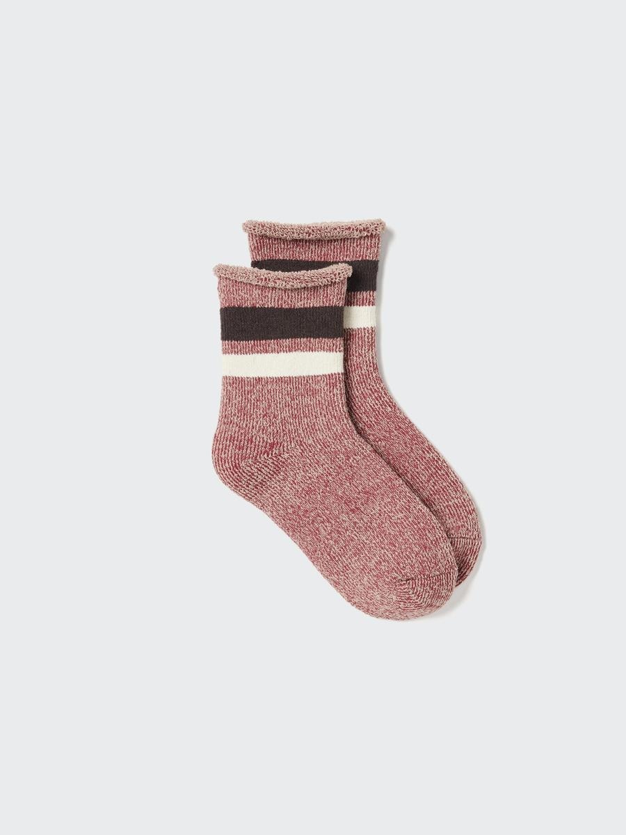 Uniqlo Women's Heattech Socks Room Line With Odor Control, Red, Us W 7.5-10 In Brown