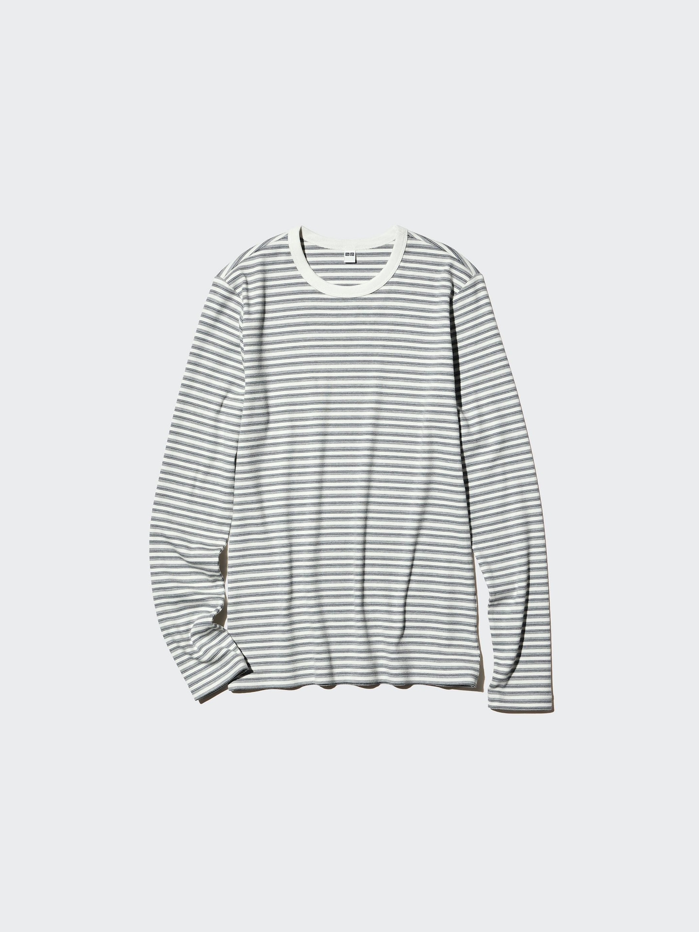 Женская футболка Uniqlo Soft Ribbed T-Shirt Long Sleeve Stripe, цвет: Тёмно-синий — фото 4