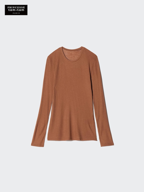 HEATTECH Kasjmiermix Pointelle Longsleeve (Ronde Hals)