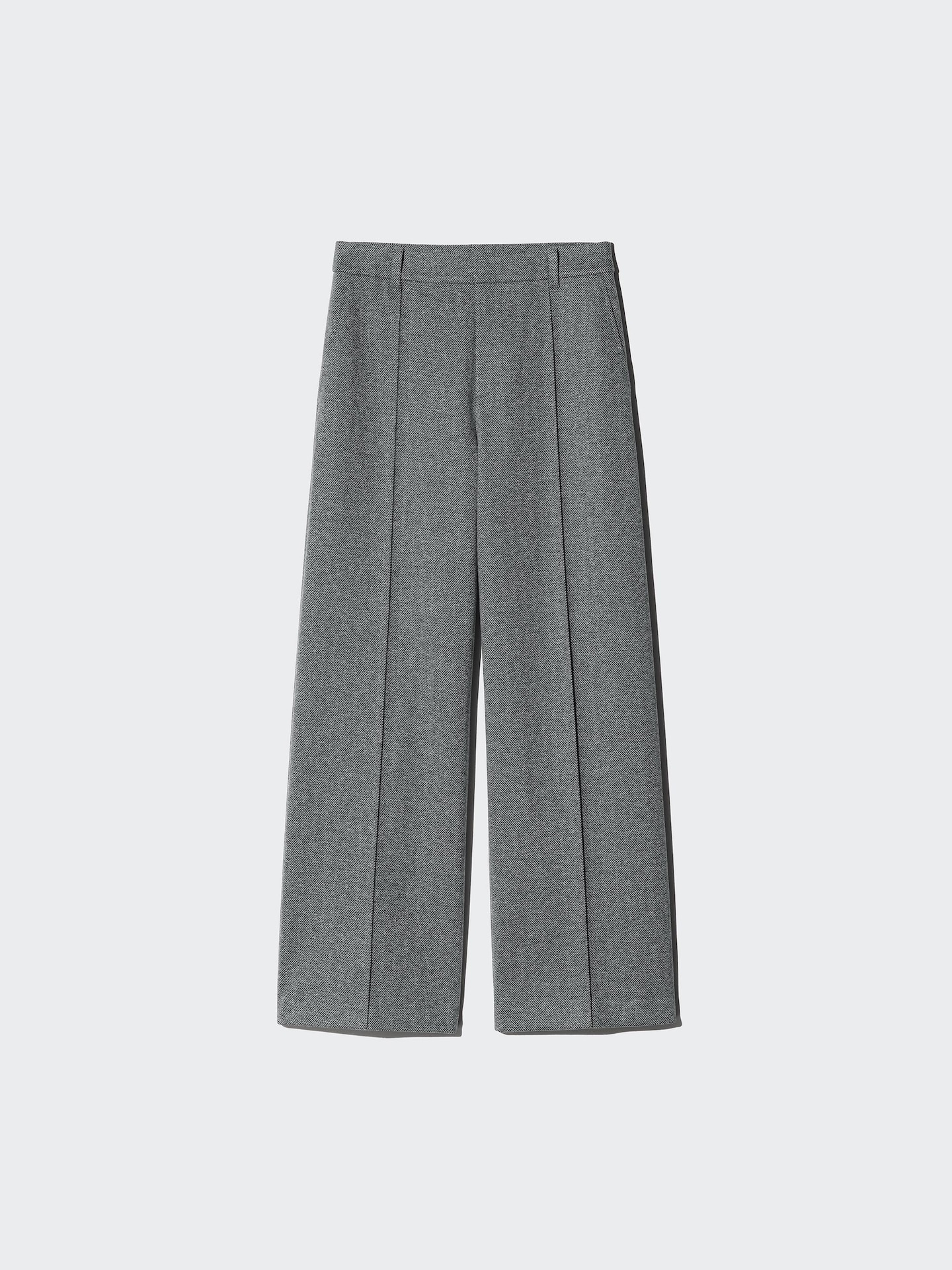 Женские брюки Uniqlo Brushed Jersey Wide Pants Herringbone, цвет: Тёмный коричневый — фото 4