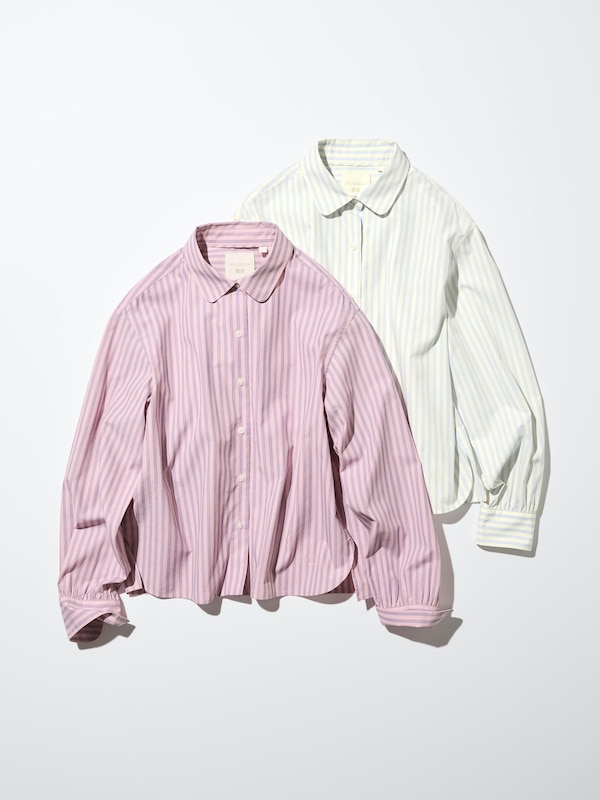 Cotton Volume Sleeve Shirt | Striped