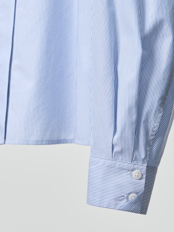 Cotton Stand Collar Shirt (Striped)