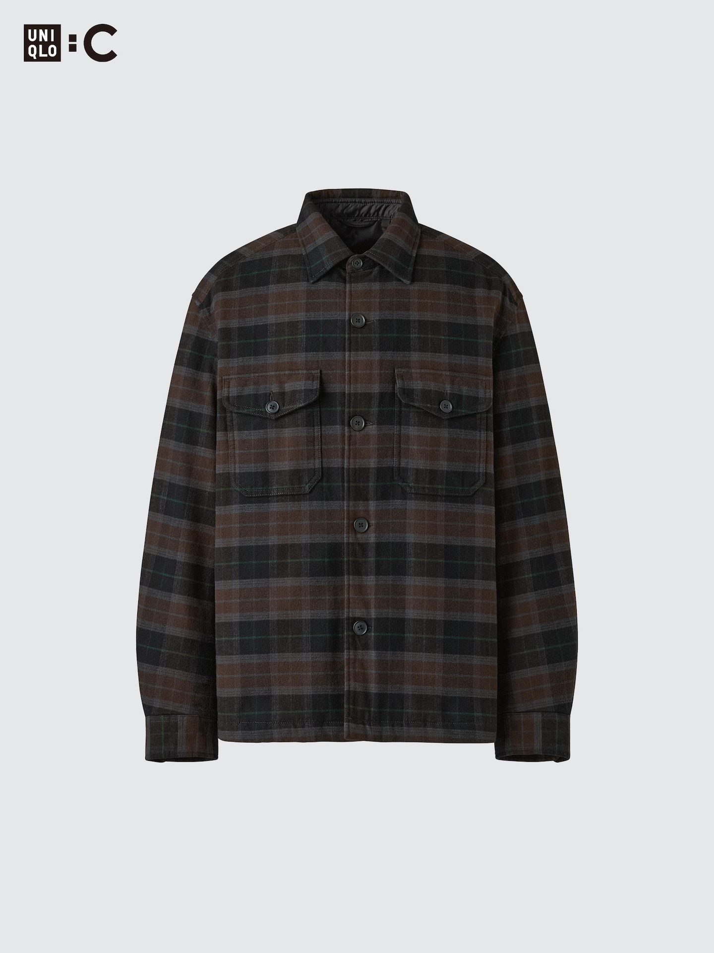 Мужская куртка Uniqlo Padded Shirt Jacket, цвет: Тёмный коричневый — фото 4