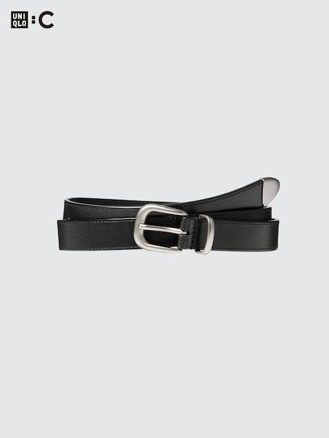 Ремень Uniqlo Italian Leather Long Belt, цвет: Чёрный