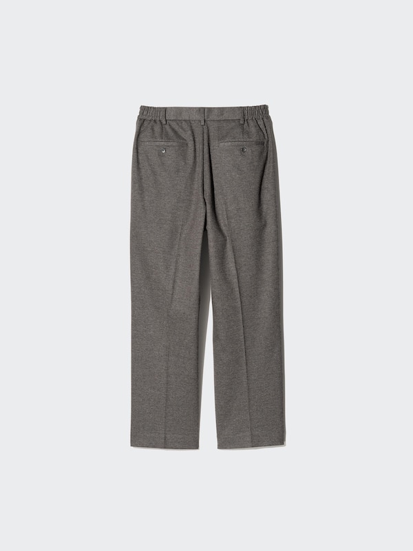 Pleated Wide Trousers (Brushed Jersey, Houndstooth)