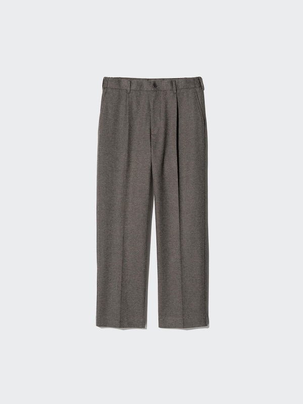 Pleated Wide Trousers (Brushed Jersey, Homespun)
