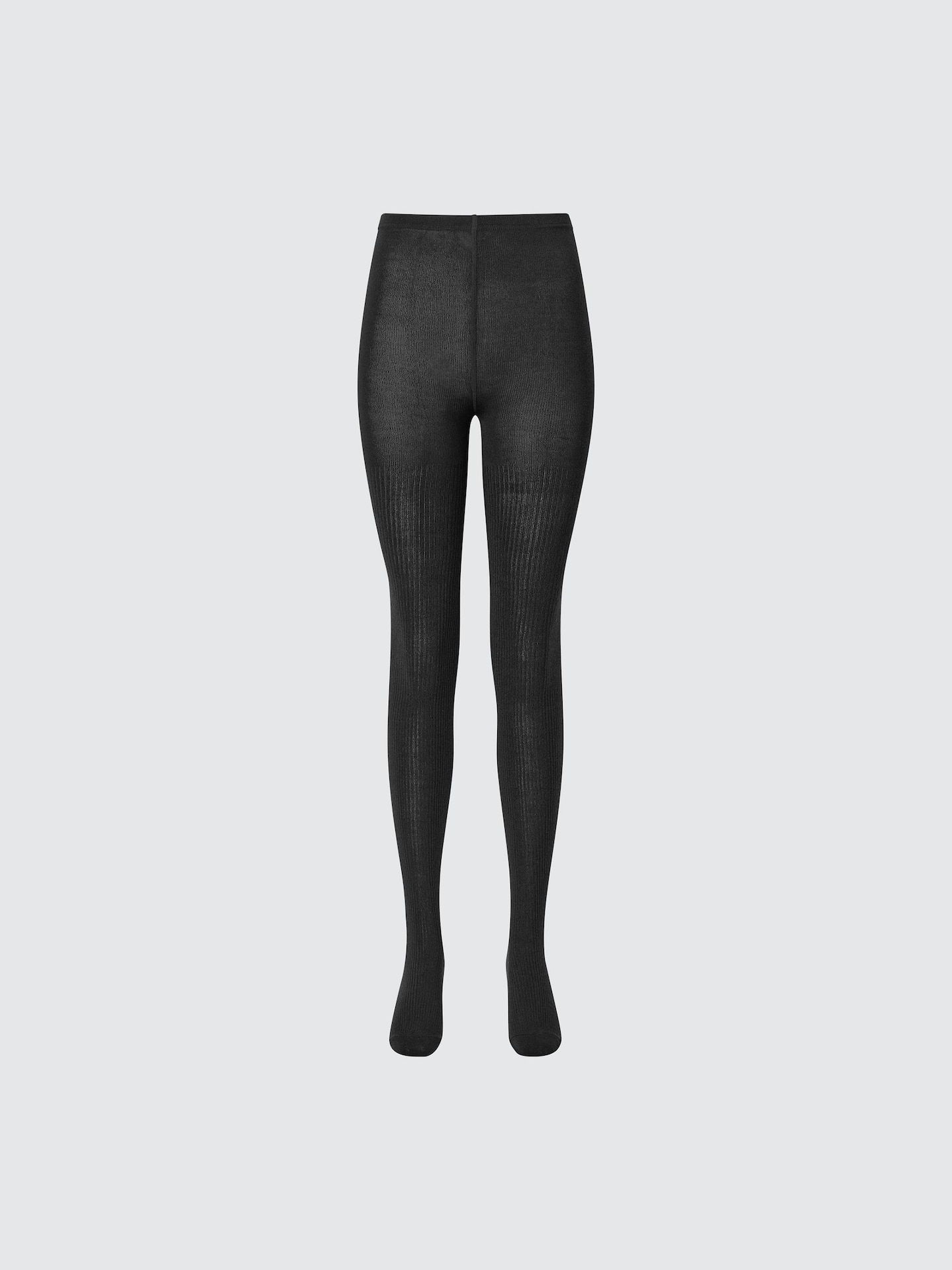 Женские вязаные колготки Uniqlo Heattech в рубчик, цвет: Чёрный — фото 1