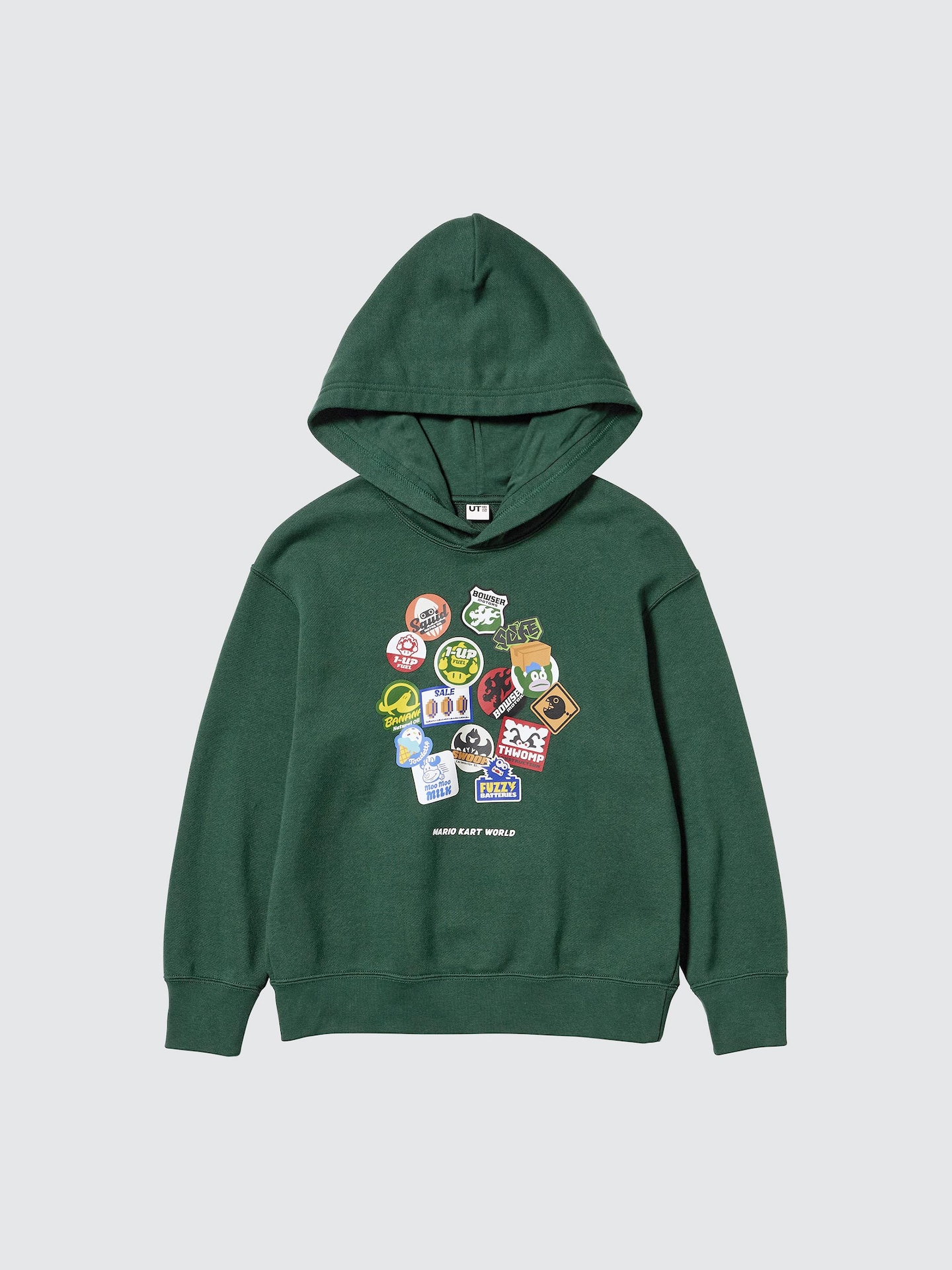 Детское худи Uniqlo Mario Kart World Sweat, цвет: Тёмный зелёный — фото 4