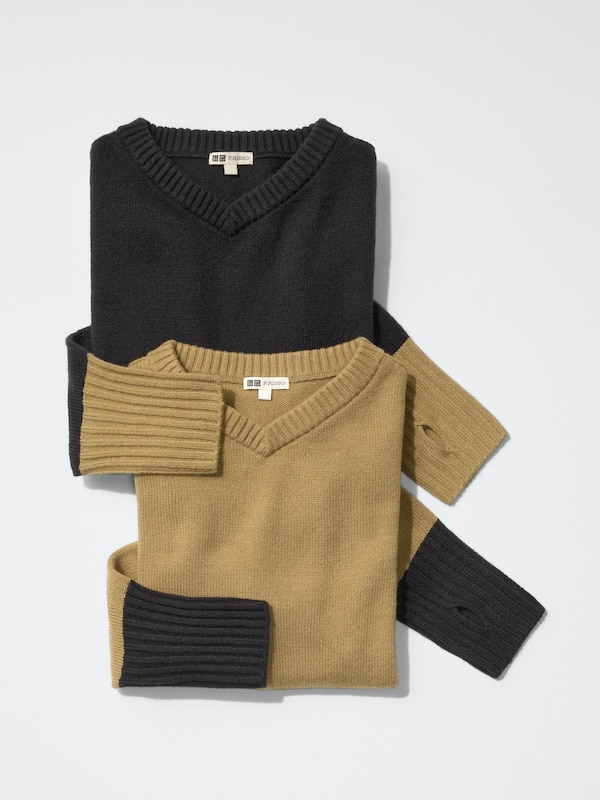 3D Knit V-Neck Sweater