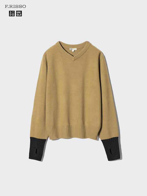 3D Knit V-Neck Sweater