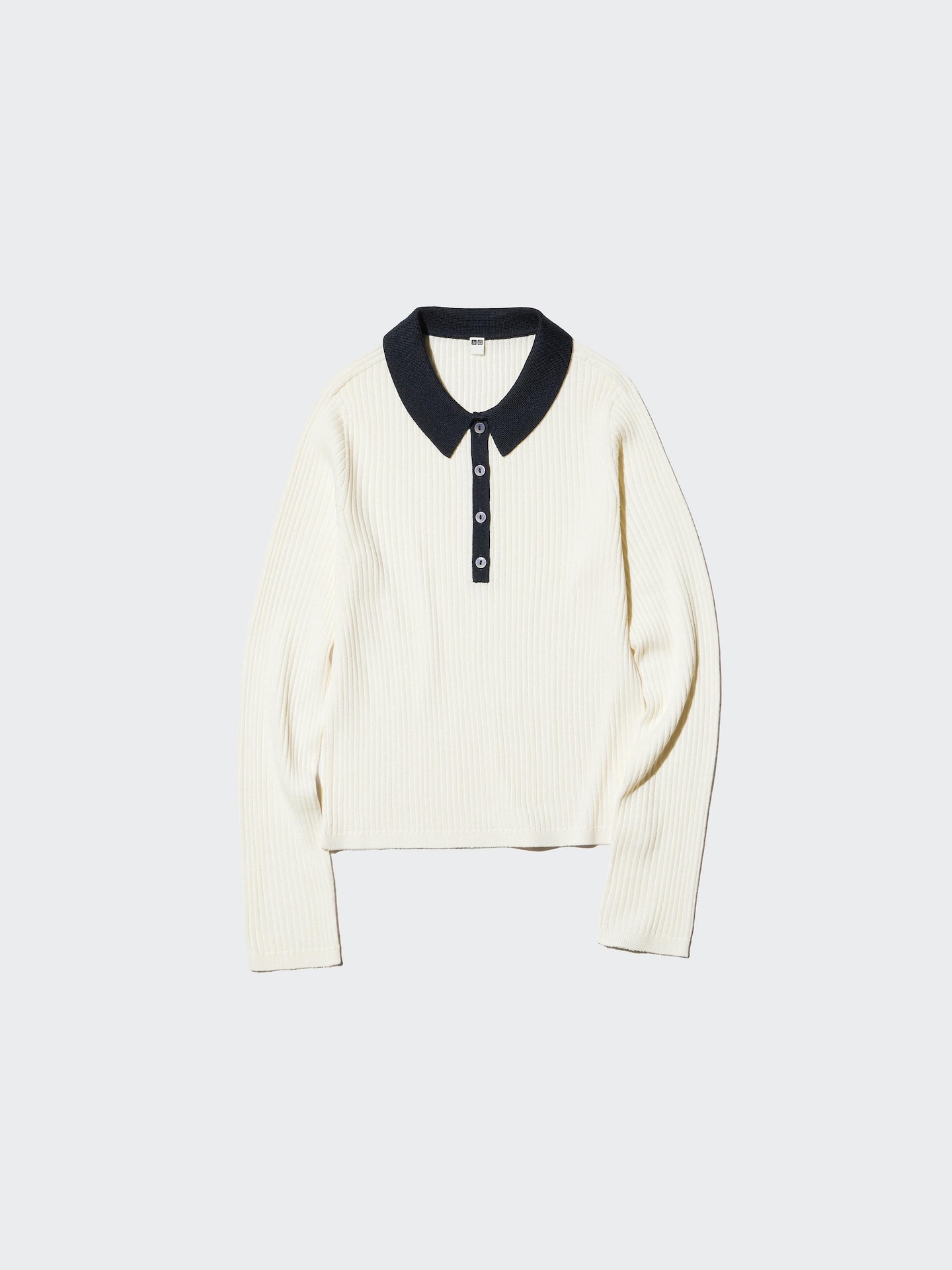 Женский свитер Uniqlo 3D Knit Merino Blend Polo, цвет: Тёмно-синий — фото 4
