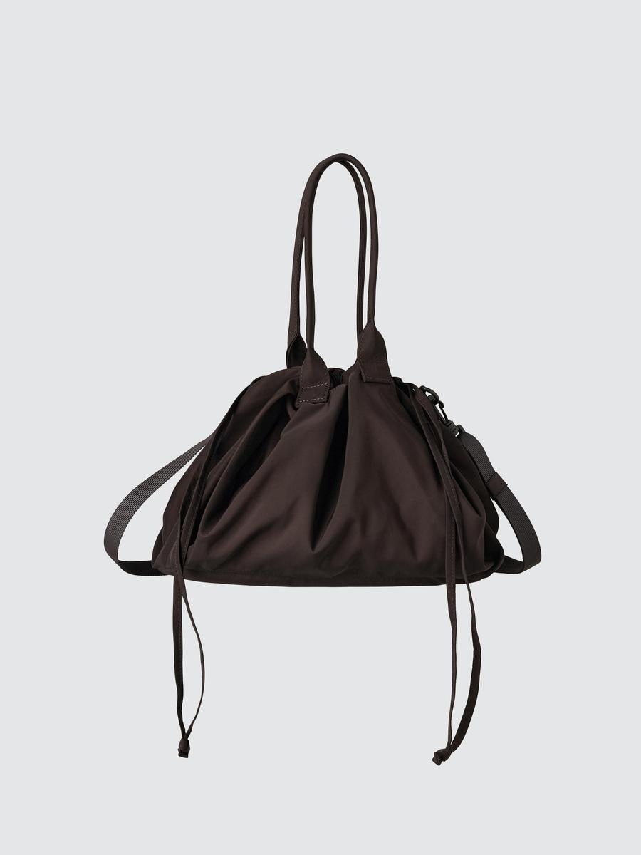UNIQLO Men's Drawstring Bag with Water-Repellent, Dark Brown