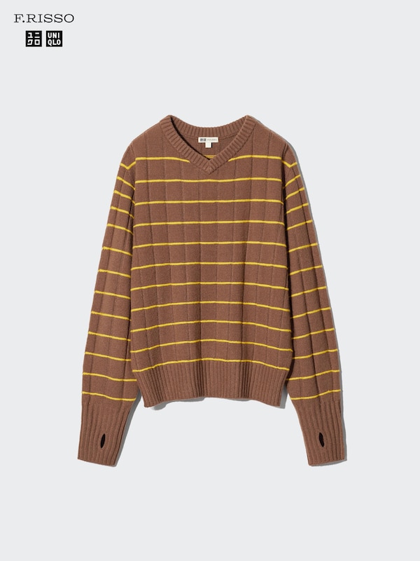 3D Knit V-Neck Sweater
