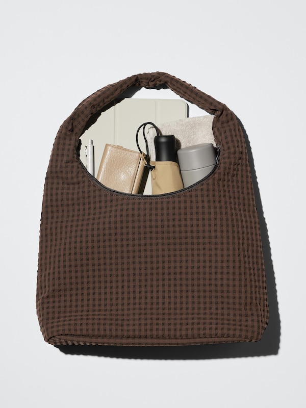 Borsa a Spalla Tessuto Increspato a Quadretti