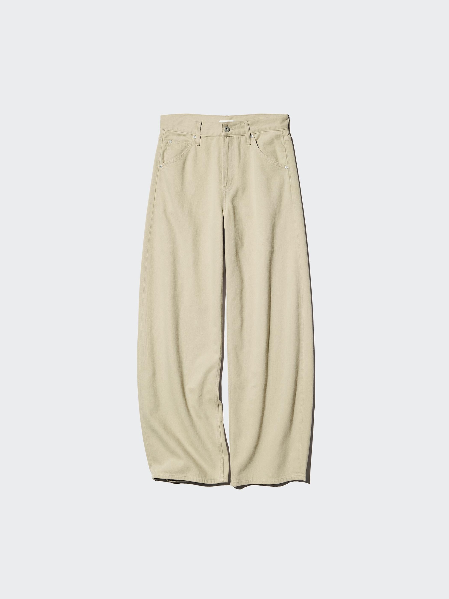 Uniqlo Women's Baggy Barrel Jeans, Beige, 22 Inch