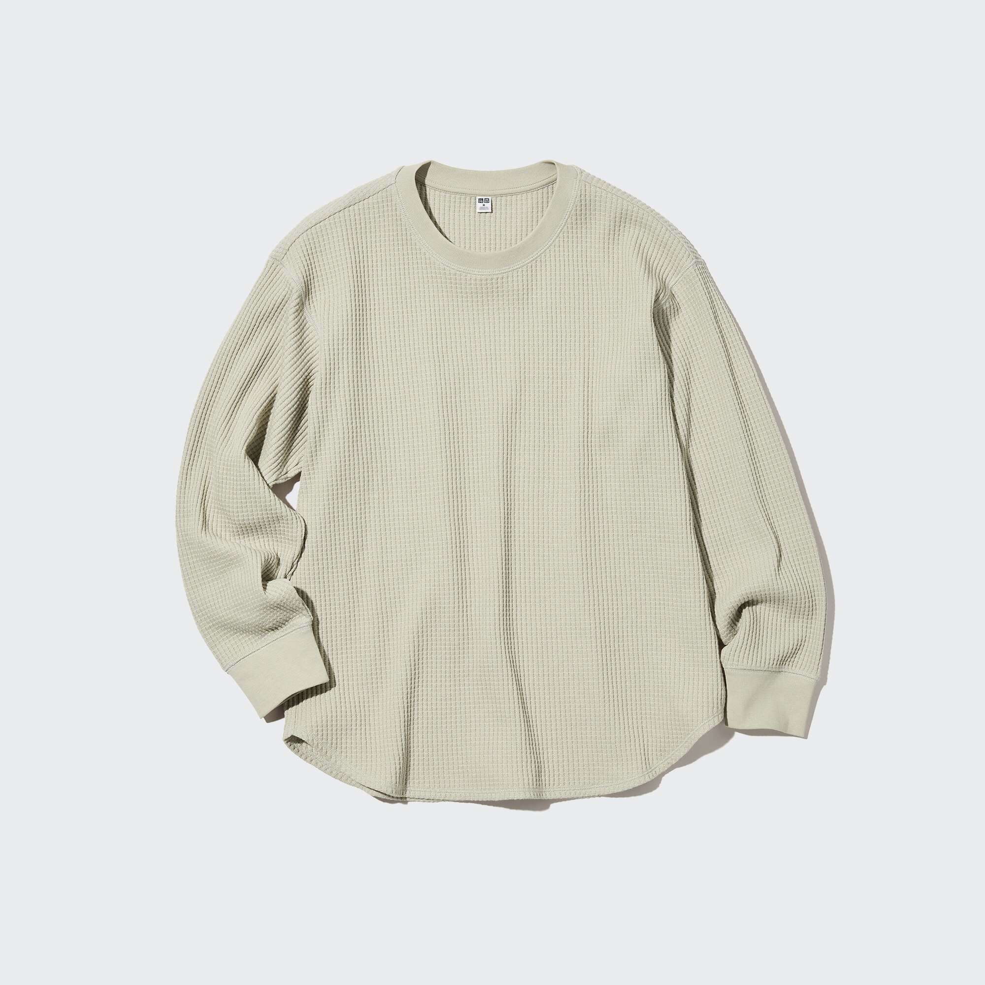 WOMEN'S WAFFLE CREW NECK LONG SLEEVE T 