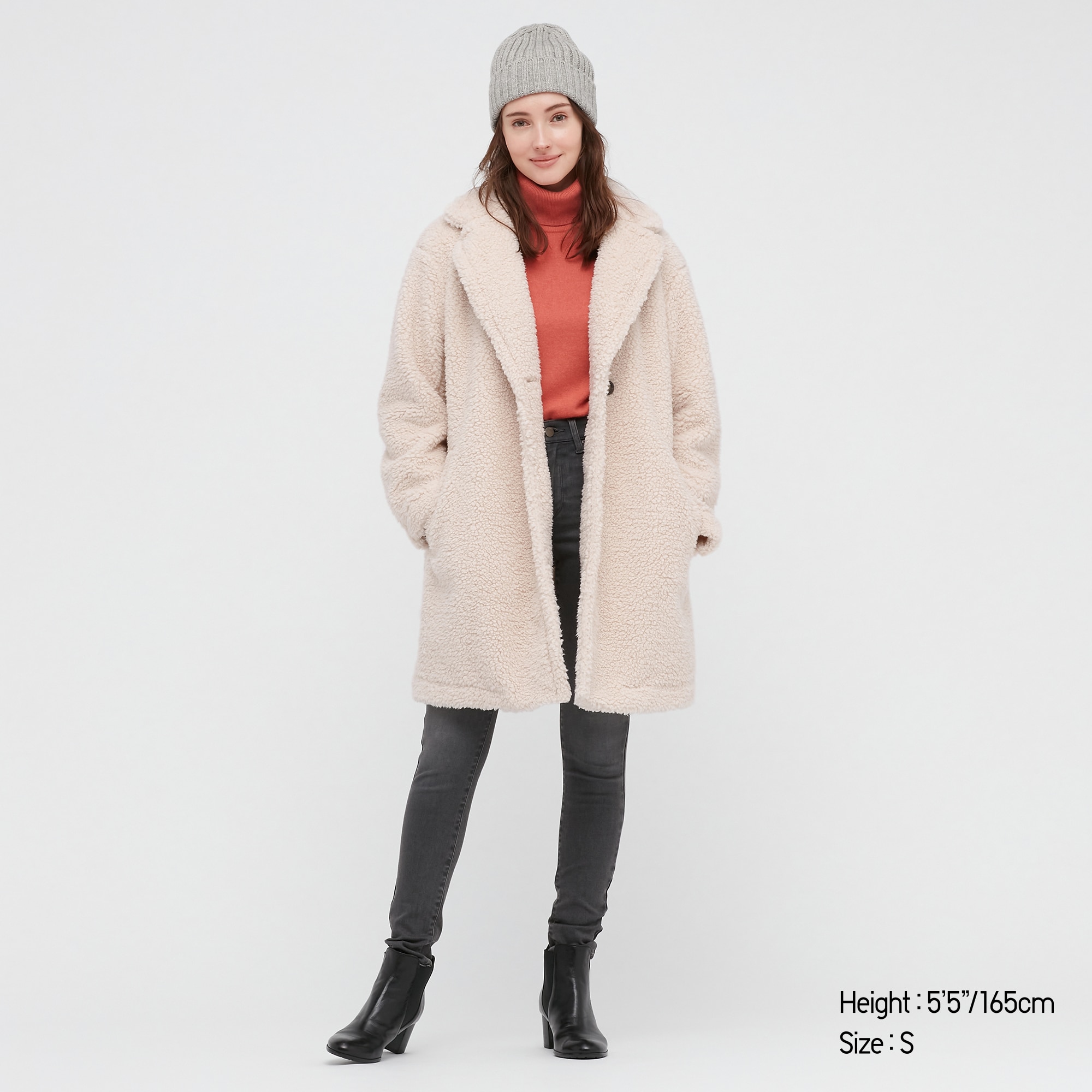 uniqlo pile lined fleece tailored coat