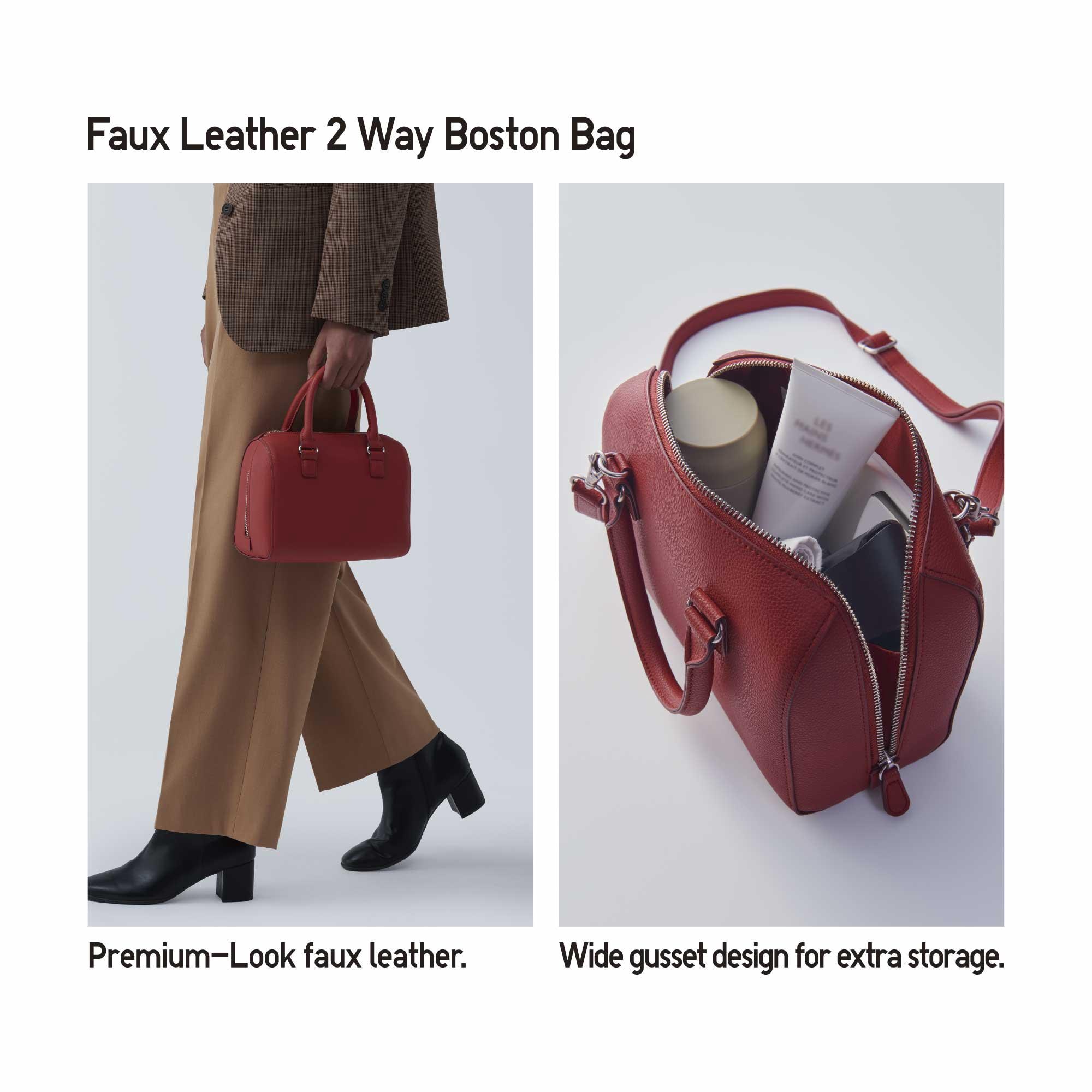 Faux Leather 2WAY Boston Bag