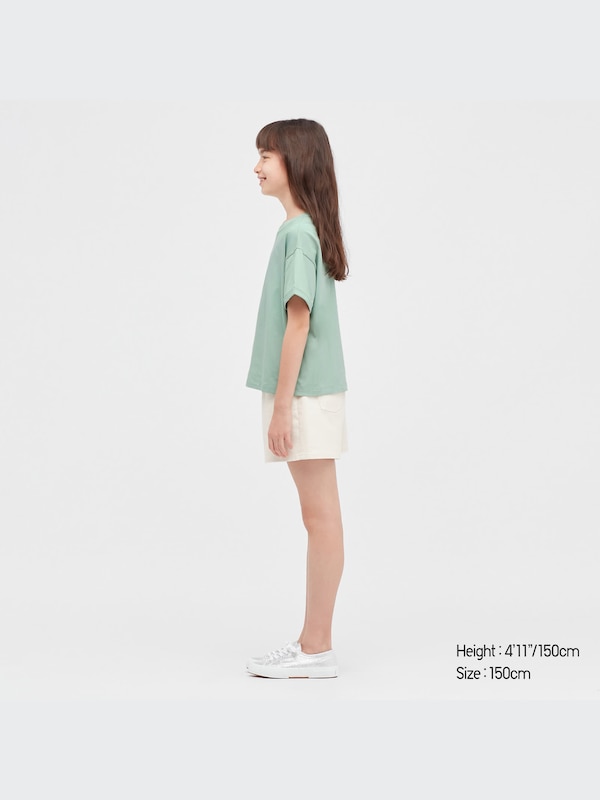 GIRLS AIRism Cotton Cropped Short Sleeve T-Shirt