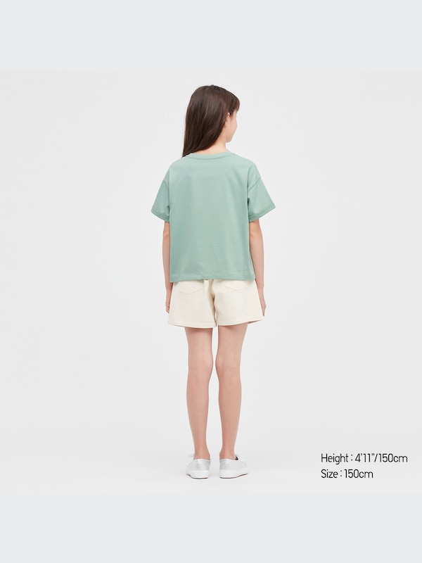 GIRLS AIRism Cotton Cropped Short Sleeve T-Shirt
