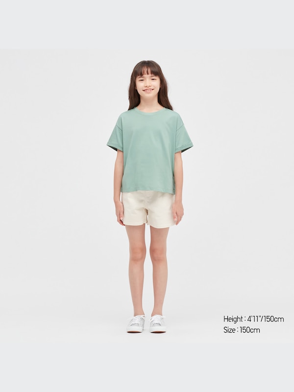 GIRLS AIRism Cotton Cropped Short Sleeve T-Shirt