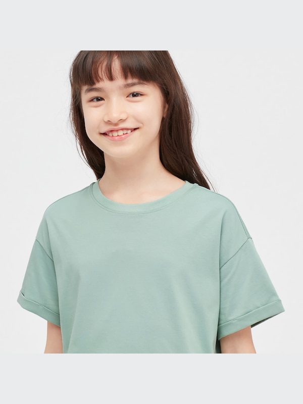 GIRLS AIRism Cotton Cropped Short Sleeve T-Shirt