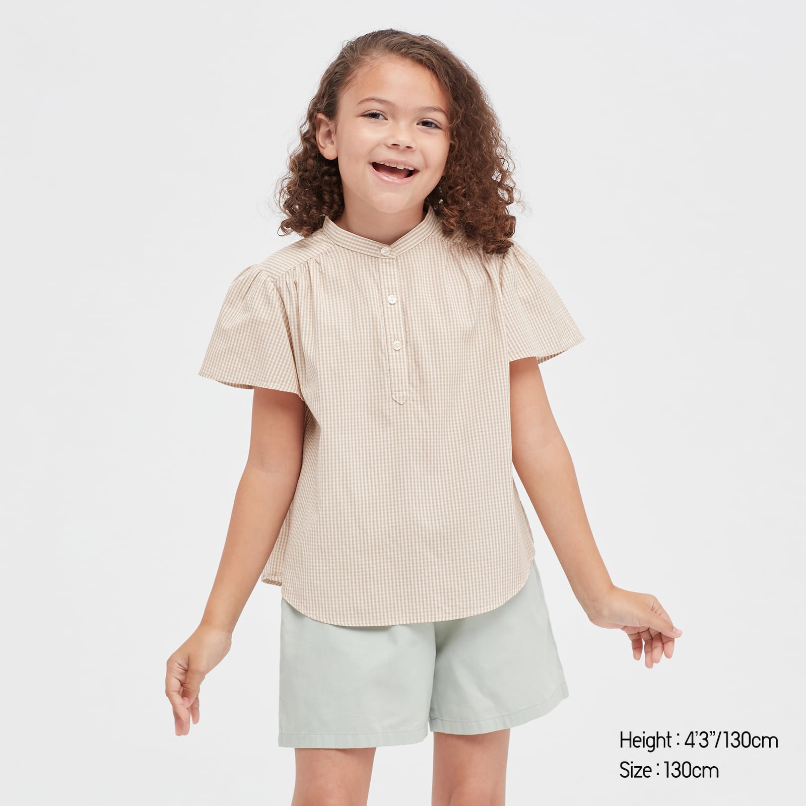 GIRLS Gingham Checked Short Sleeve Blouse