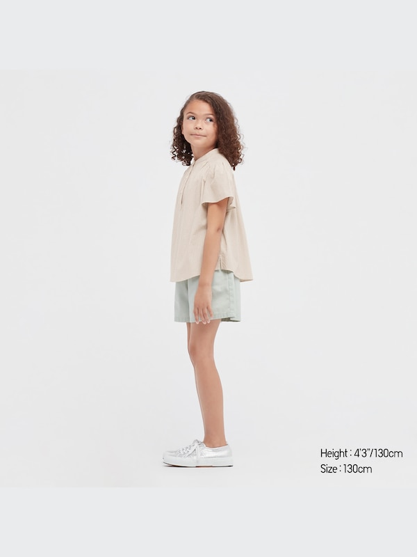 GIRLS Gingham Checked Short Sleeve Blouse