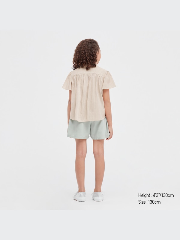 GIRLS Gingham Checked Short Sleeve Blouse