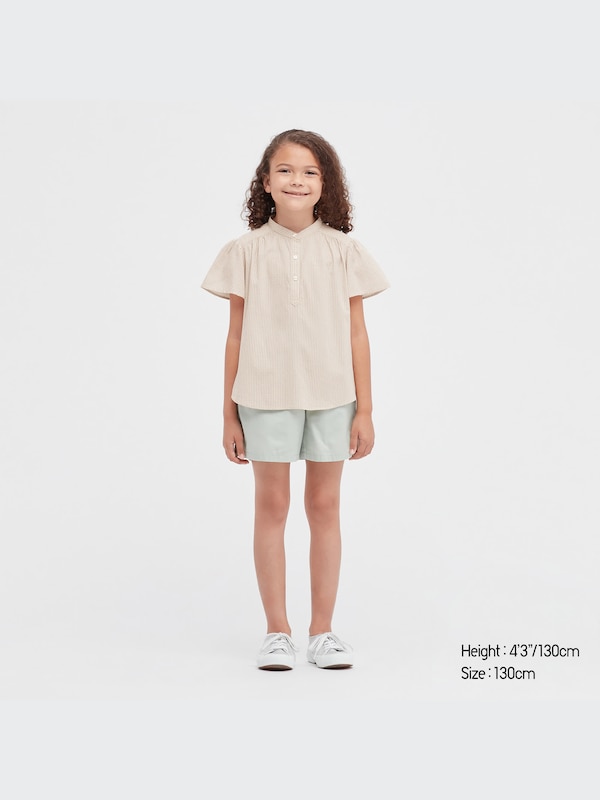 GIRLS Gingham Checked Short Sleeve Blouse