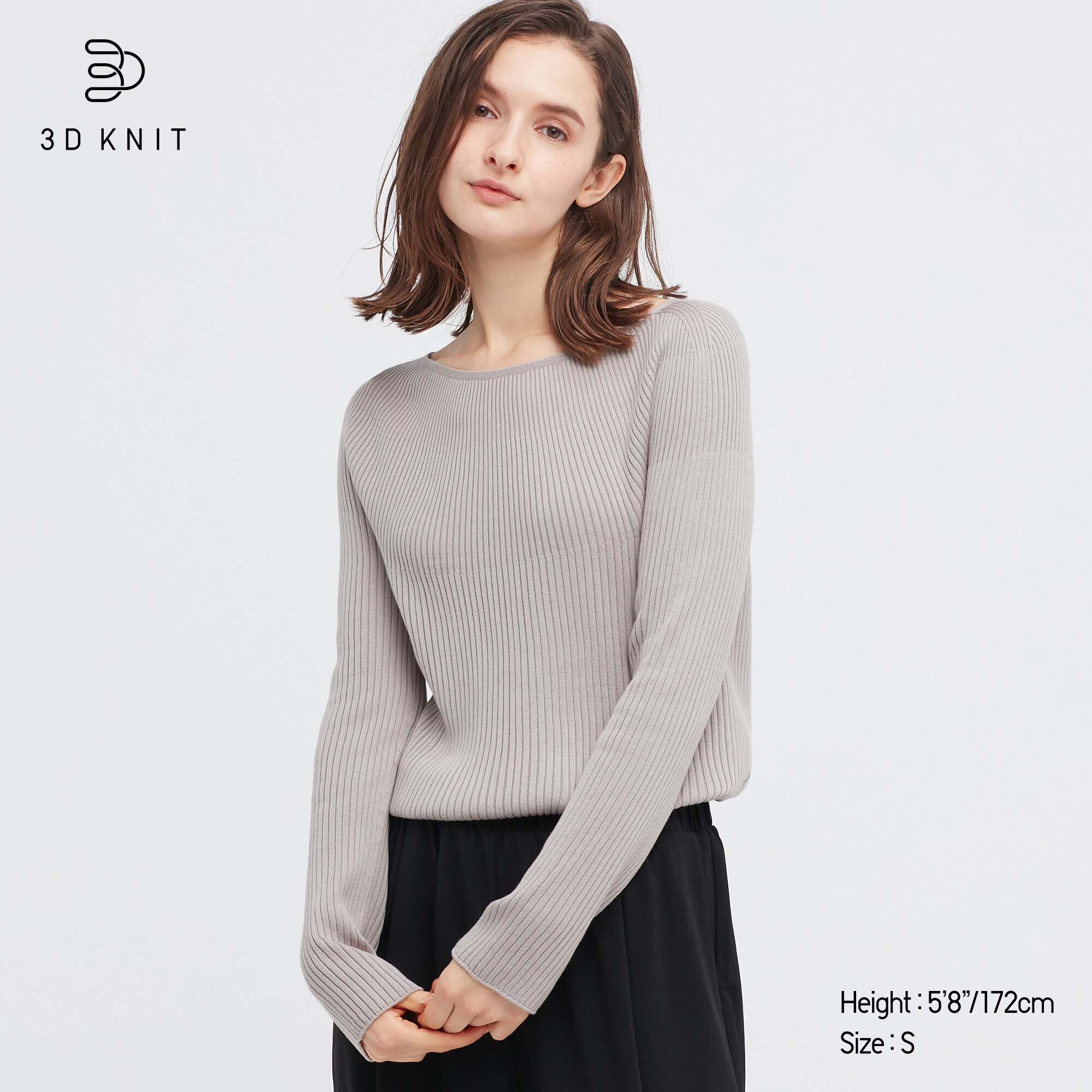 WOMEN'S 3D KNIT RIBBED BOAT NECK 