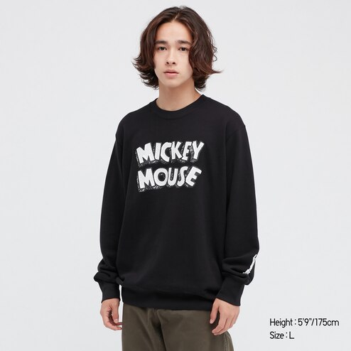 MEN'S MONOCHROME MICKEY LONG SLEEVE SWEATSHIRT | UNIQLO AU
