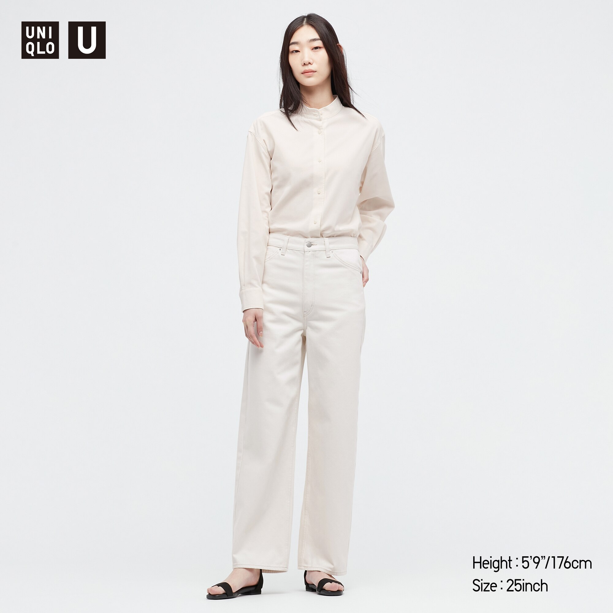 uniqlo white wide leg jeans