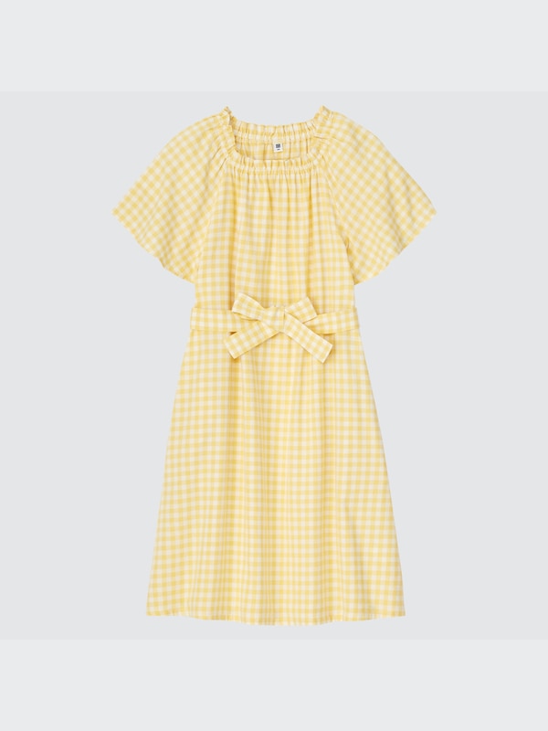 GIRLS Gingham Checked Short Sleeve Shirt dress