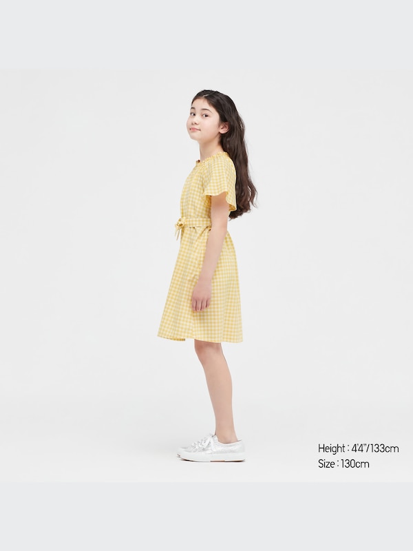 GIRLS Gingham Checked Short Sleeve Shirt dress