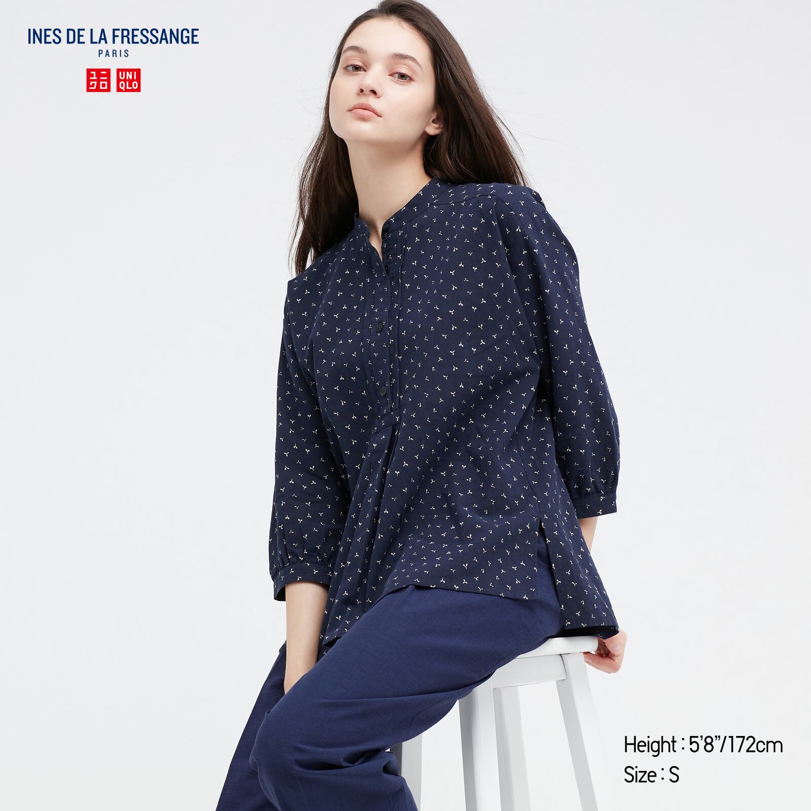 uniqlo.com | Idlf Linen Cotton Stand Collar 3/4 Sleeve Shirt