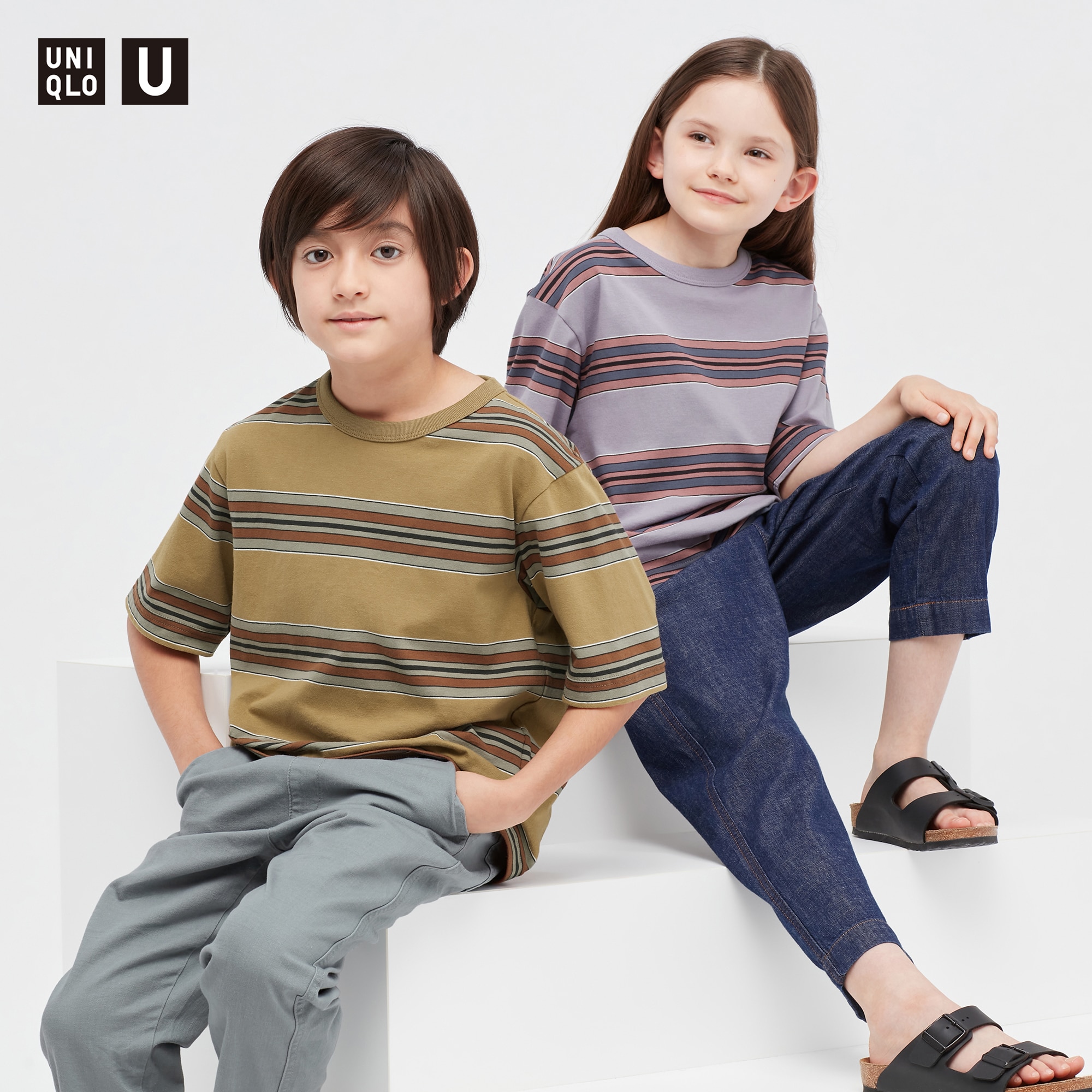 ALWAYSONE Kids Cotton Tee Long Sleeve Shirts Stripe and Solid T Shirts Crewneck T-Shirt for Boys Girls 3-12 Years 
